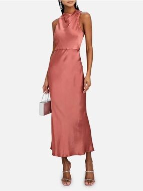 Shona Joy Satin Midi Dress in Dusty Rose